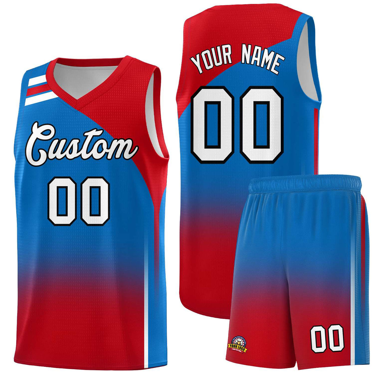 Custom Royal Red Gradient Fashion Sets Sports Uniform Basketball Jersey