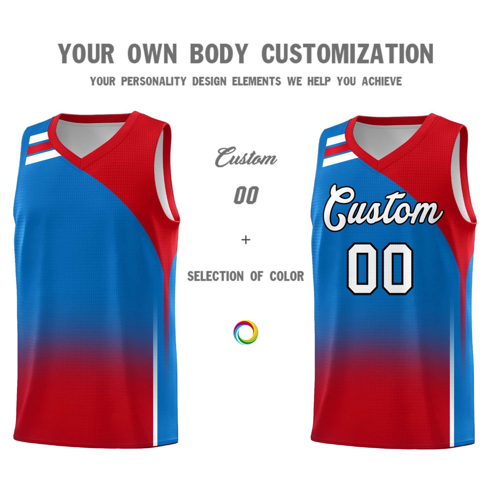 Custom Royal Red Gradient Fashion Sets Sports Uniform Basketball Jersey