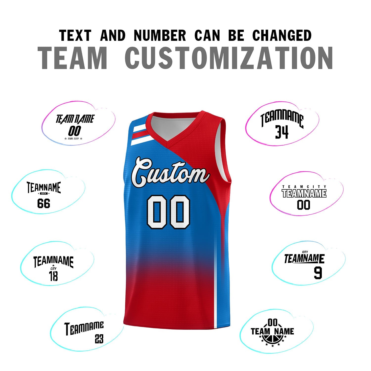 Custom Royal Red Gradient Fashion Sets Sports Uniform Basketball Jersey