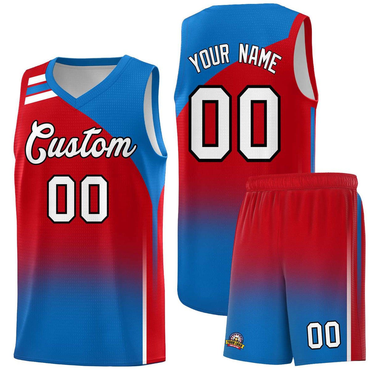 Custom Red Royal Gradient Fashion Sets Sports Uniform Basketball Jersey