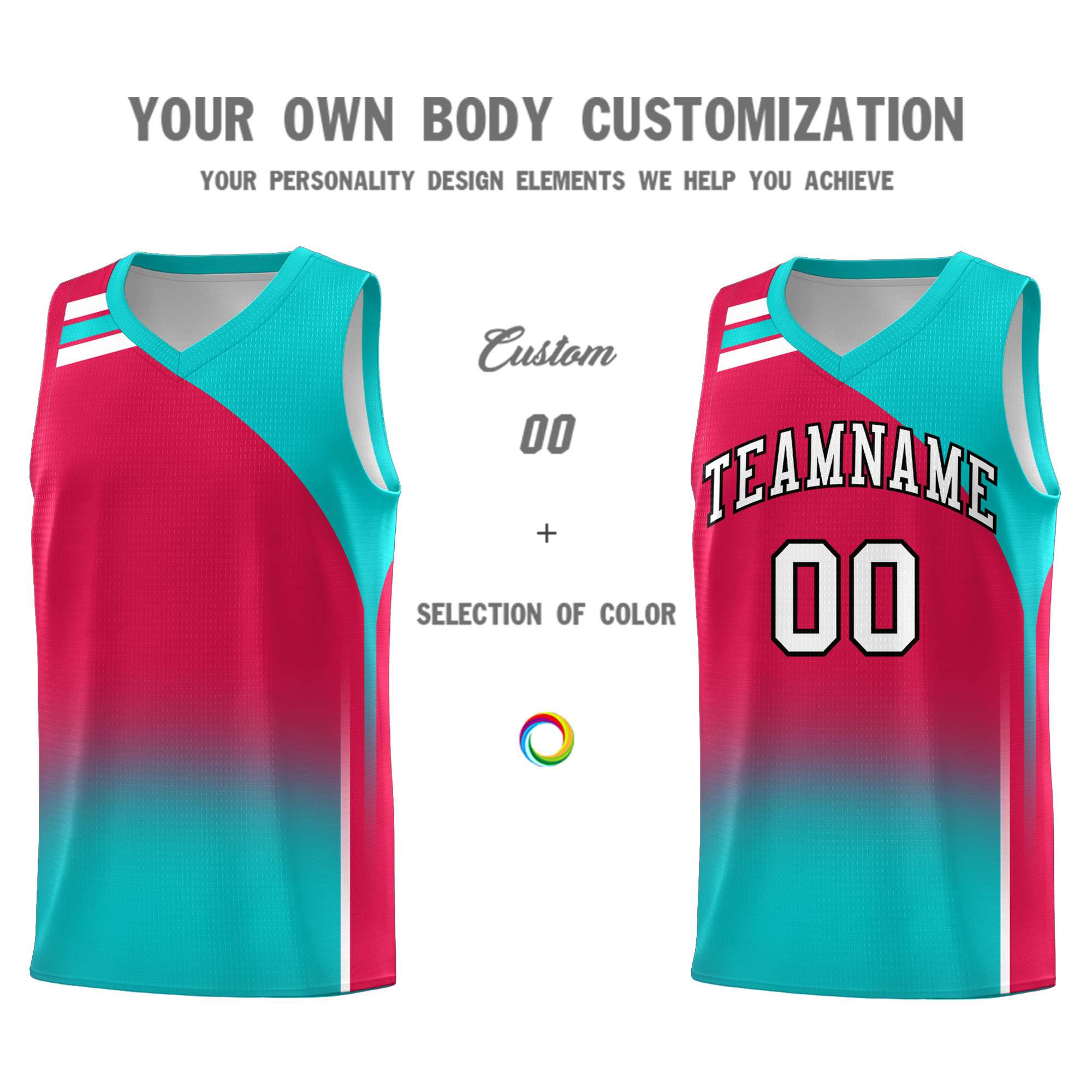 Custom Red Aqua Gradient Fashion Sets Sports Uniform Basketball Jersey