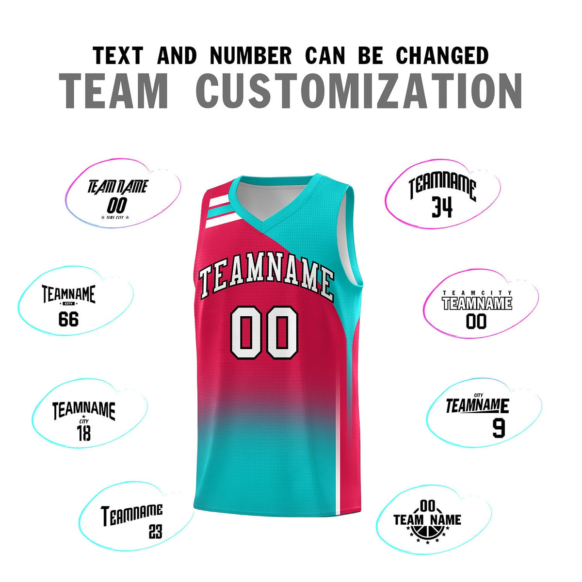Custom Red Aqua Gradient Fashion Sets Sports Uniform Basketball Jersey
