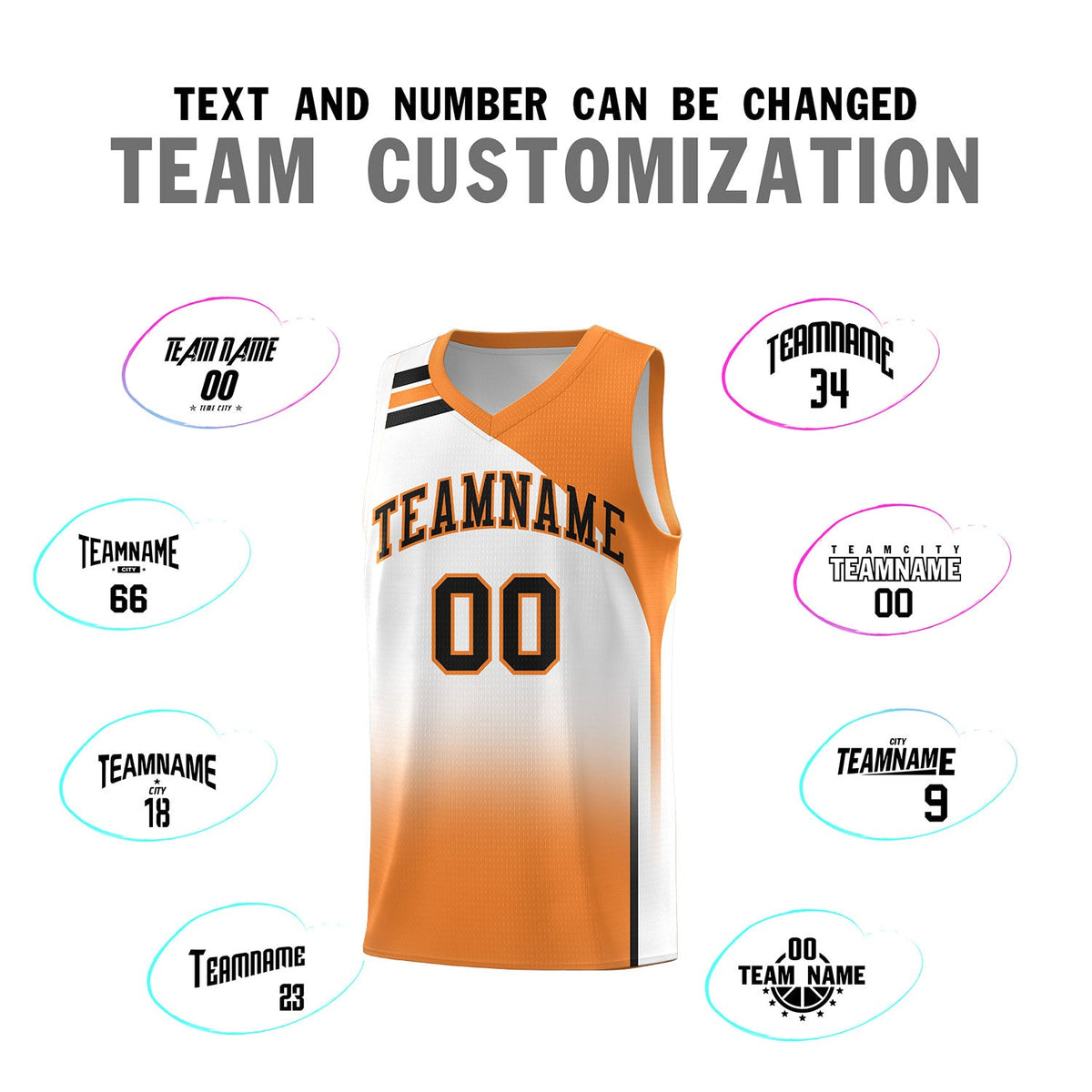 Custom White Gold Orange Gradient Fashion Sets Sports Uniform Basketball Jersey