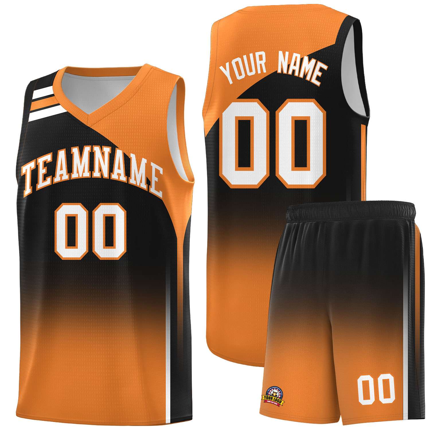 Custom Black Gold Orange Gradient Fashion Sets Sports Uniform Basketball Jersey