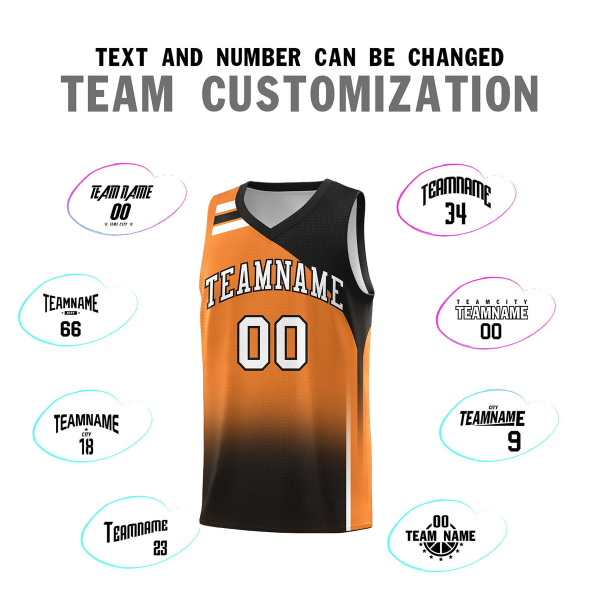 Custom Gold Orange Black Gradient Fashion Sets Sports Uniform Basketball Jersey