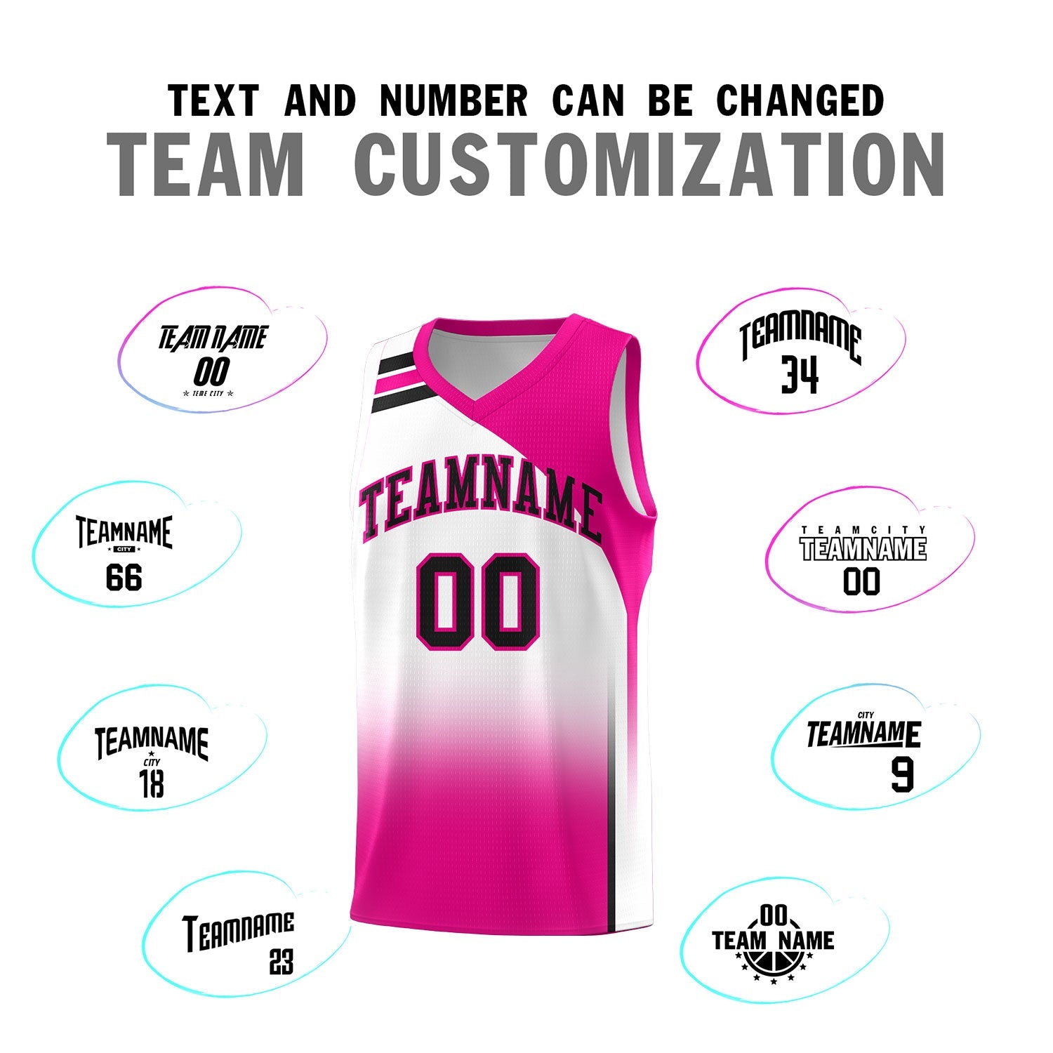 Custom White Pink Gradient Fashion Sets Sports Uniform Basketball Jersey