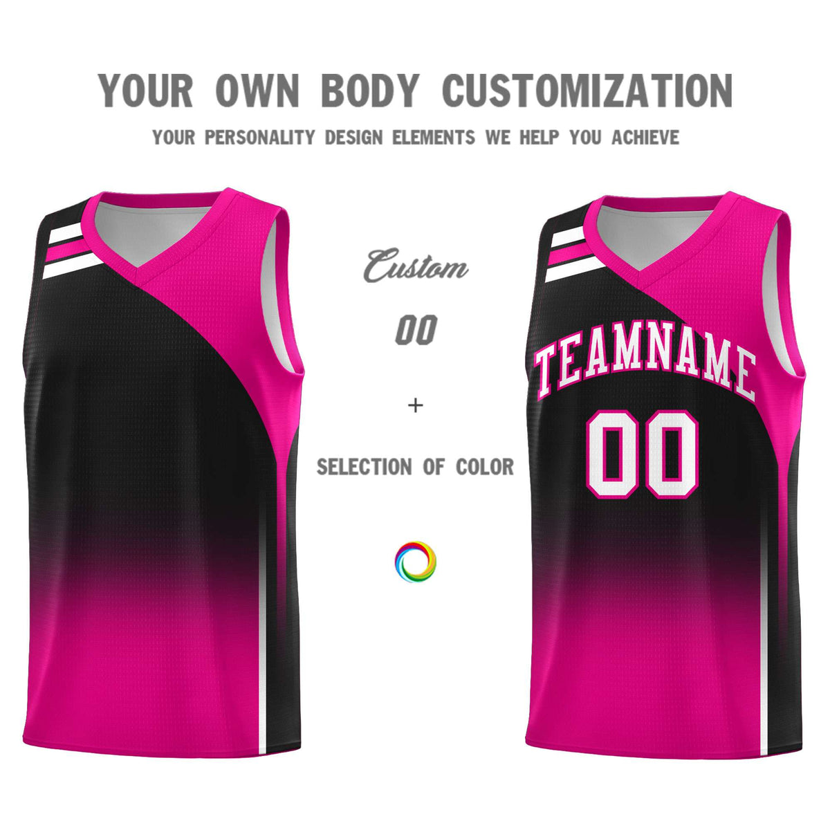 Custom Black Pink Gradient Fashion Sets Sports Uniform Basketball Jersey