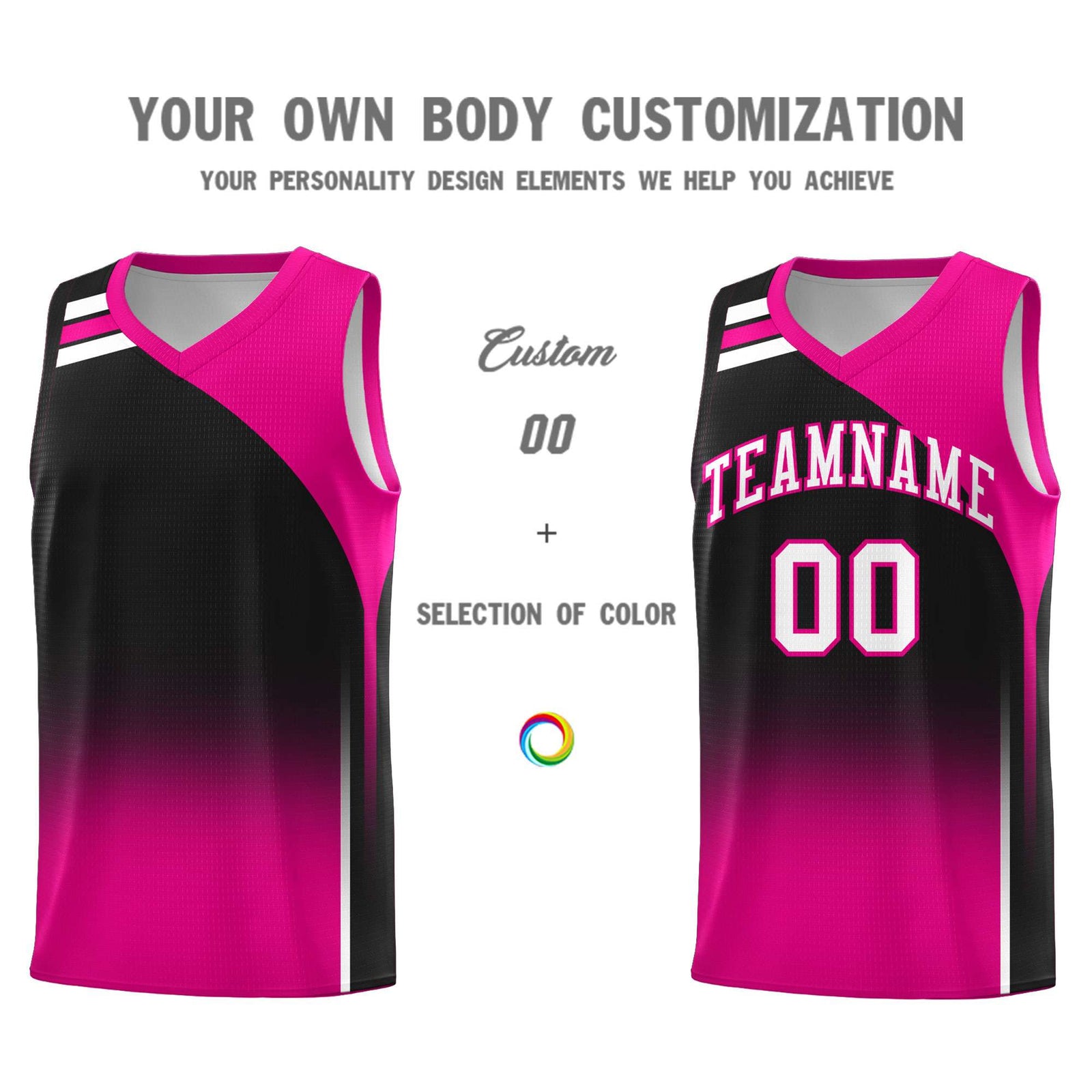 Custom Black Pink Gradient Fashion Sets Sports Uniform Basketball Jersey