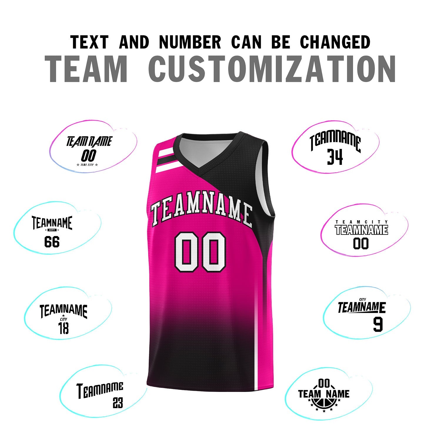 Custom Pink Black Gradient Fashion Sets Sports Uniform Basketball Jersey
