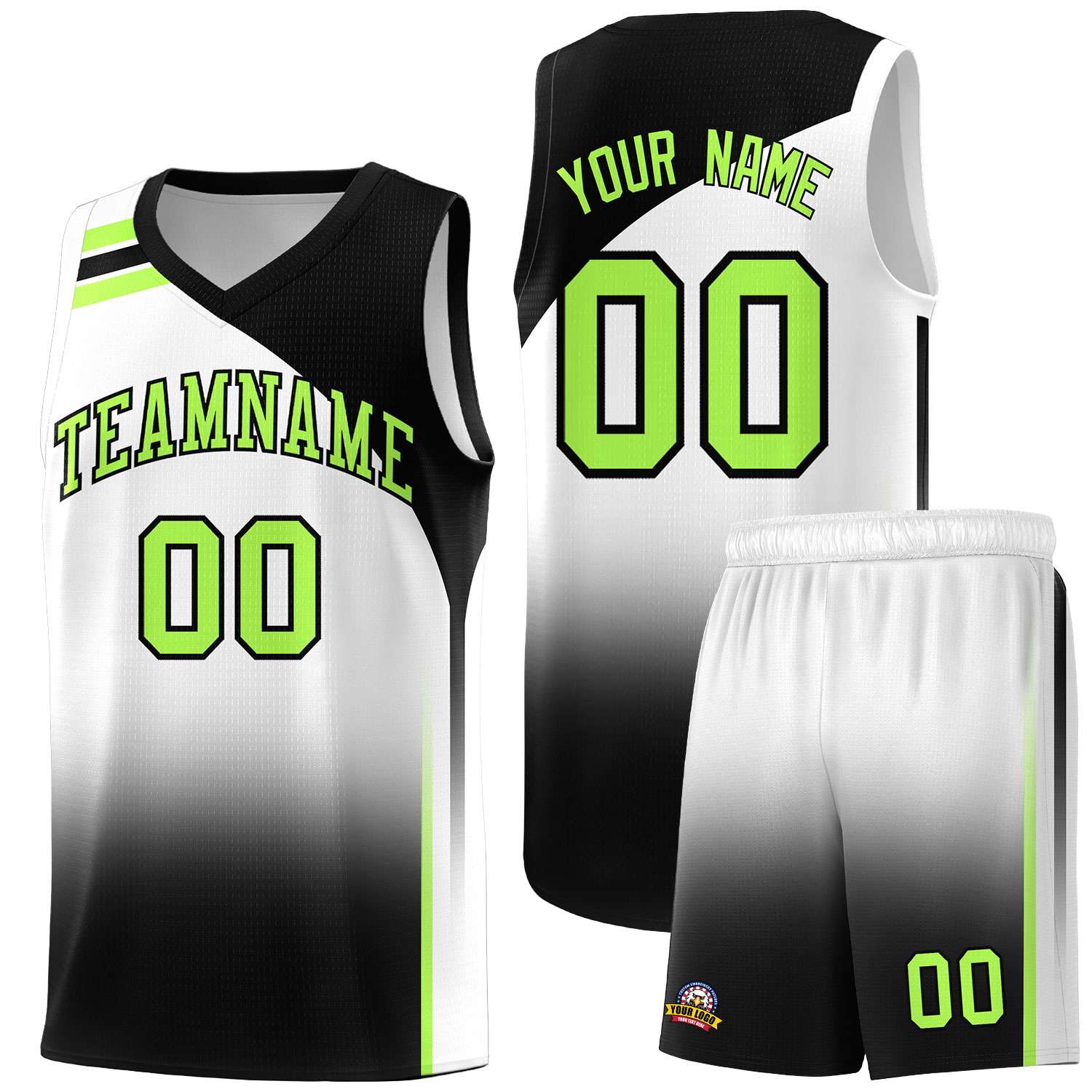 Custom White Black Gradient Fashion Sets Sports Uniform Basketball Jersey