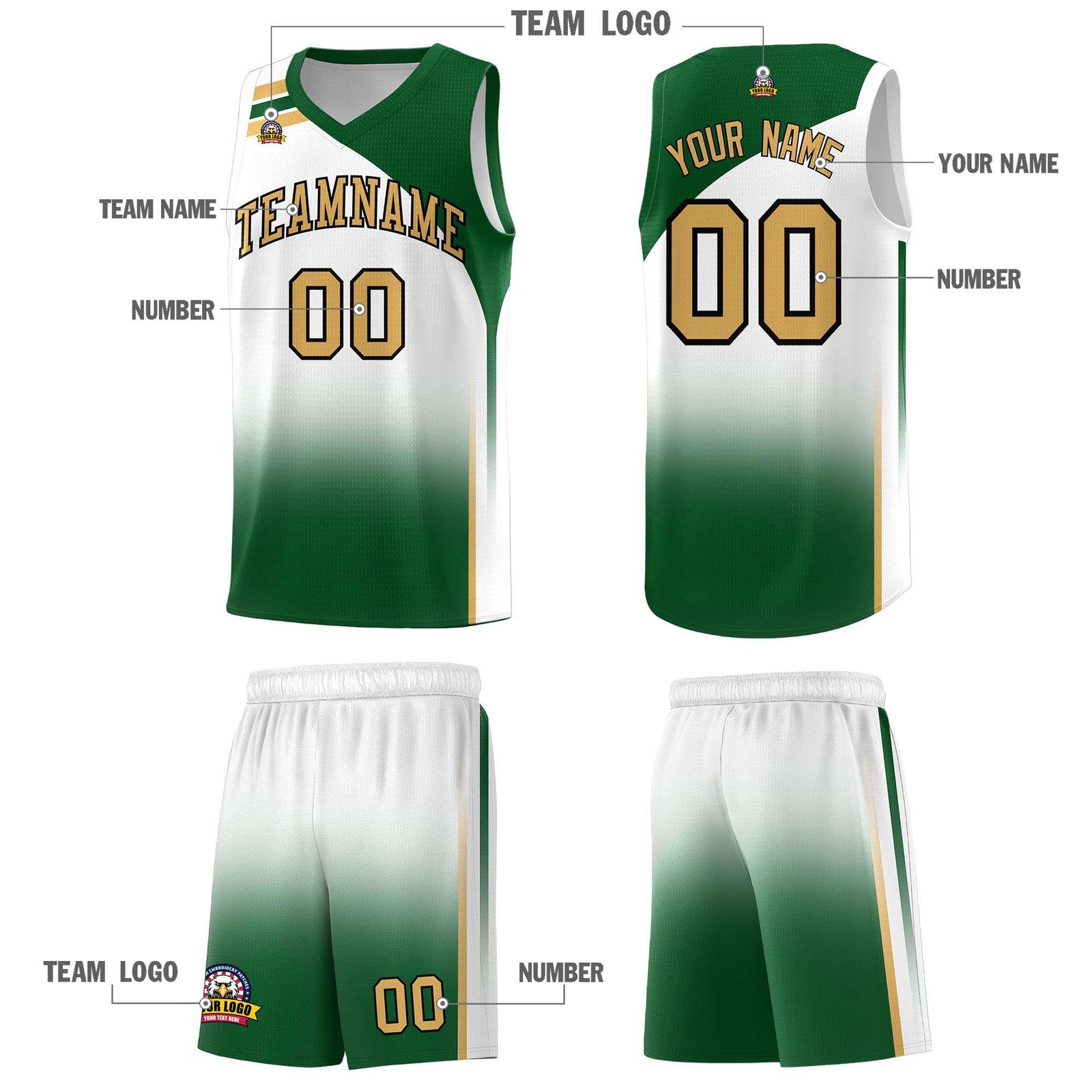 Custom White Teal Gradient Fashion Sets Sports Uniform Basketball Jersey