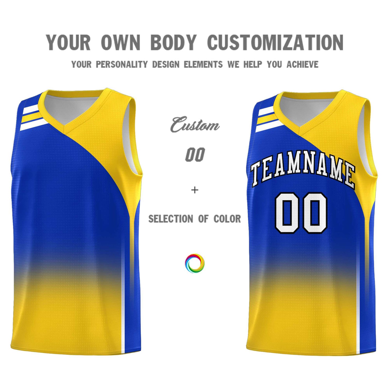 Custom Royal Gold Gradient Fashion Sets Sports Uniform Basketball Jersey