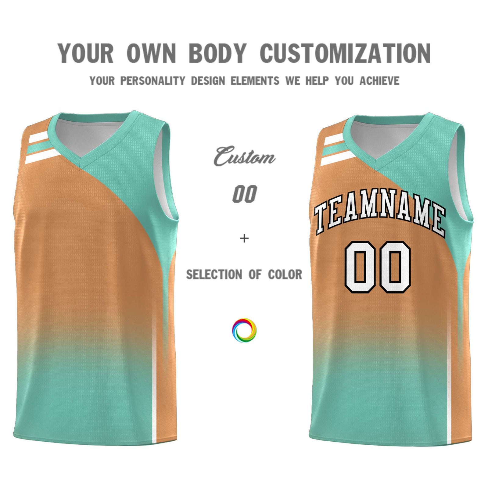 Custom Buckskin Brown Bright Green Gradient Fashion Sets Sports Uniform Basketball Jersey