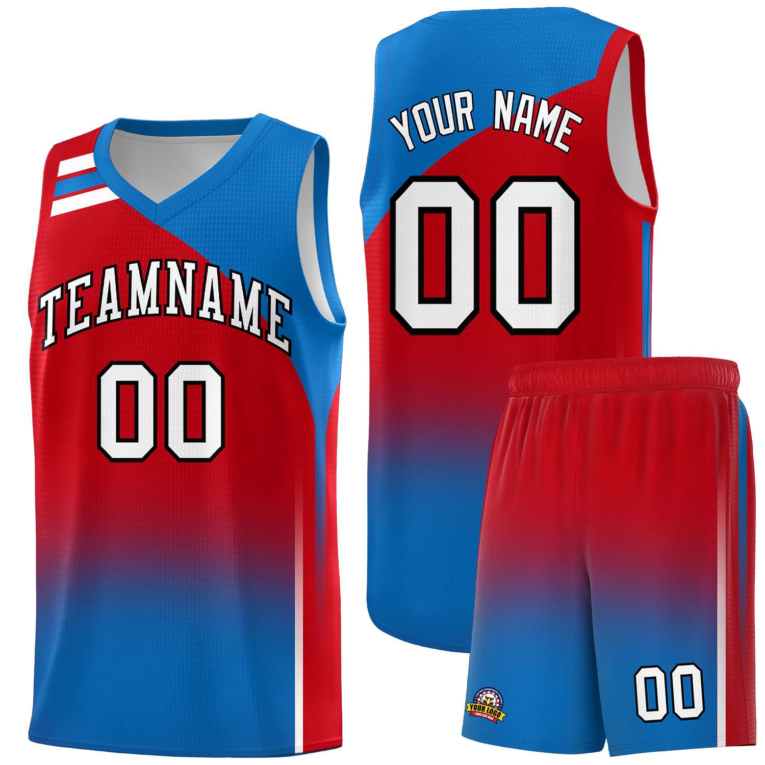 Custom Red Royal Gradient Fashion Sets Sports Uniform Basketball Jersey