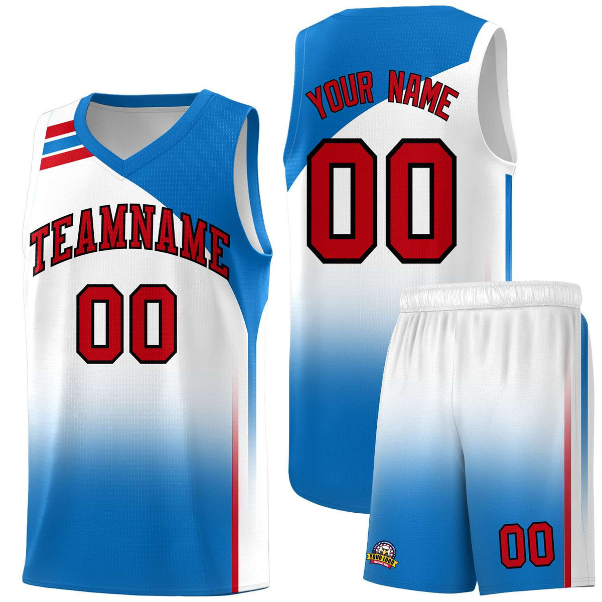 Custom White Royal Gradient Fashion Sets Sports Uniform Basketball Jersey