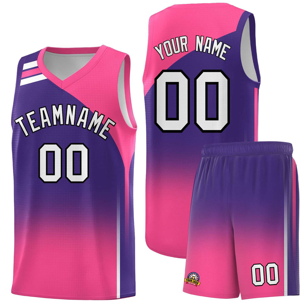 Custom Purple Pink Gradient Fashion Sets Sports Uniform Basketball Jersey