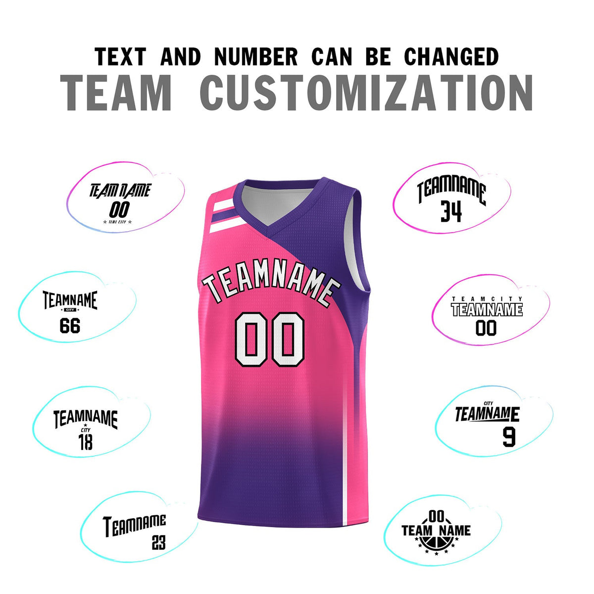 Custom Pink Purple Gradient Fashion Sets Sports Uniform Basketball Jersey