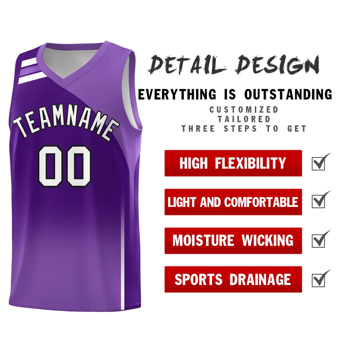 Custom Purple Purple Gradient Fashion Sets Sports Uniform Basketball Jersey