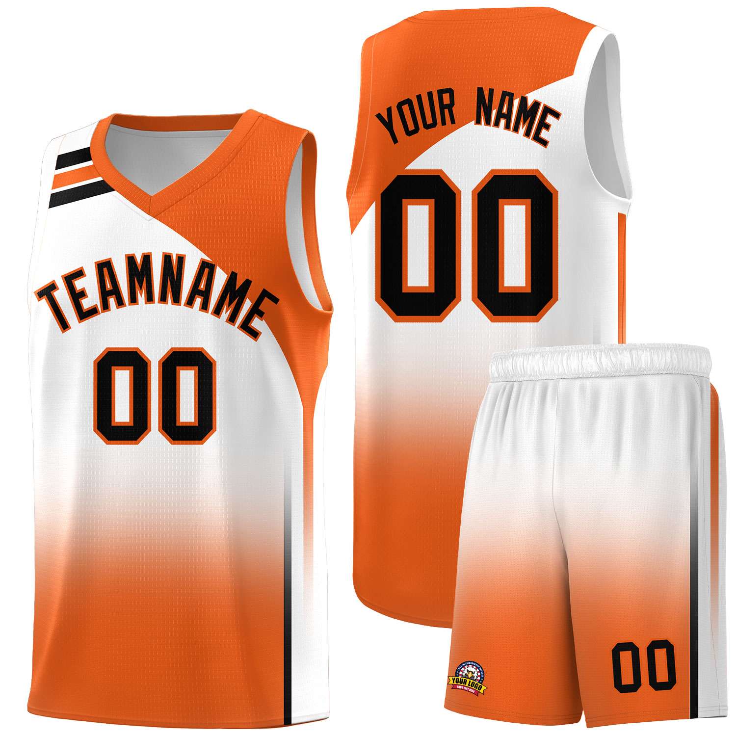 Custom White Orange Gradient Fashion Sets Sports Uniform Basketball Jersey