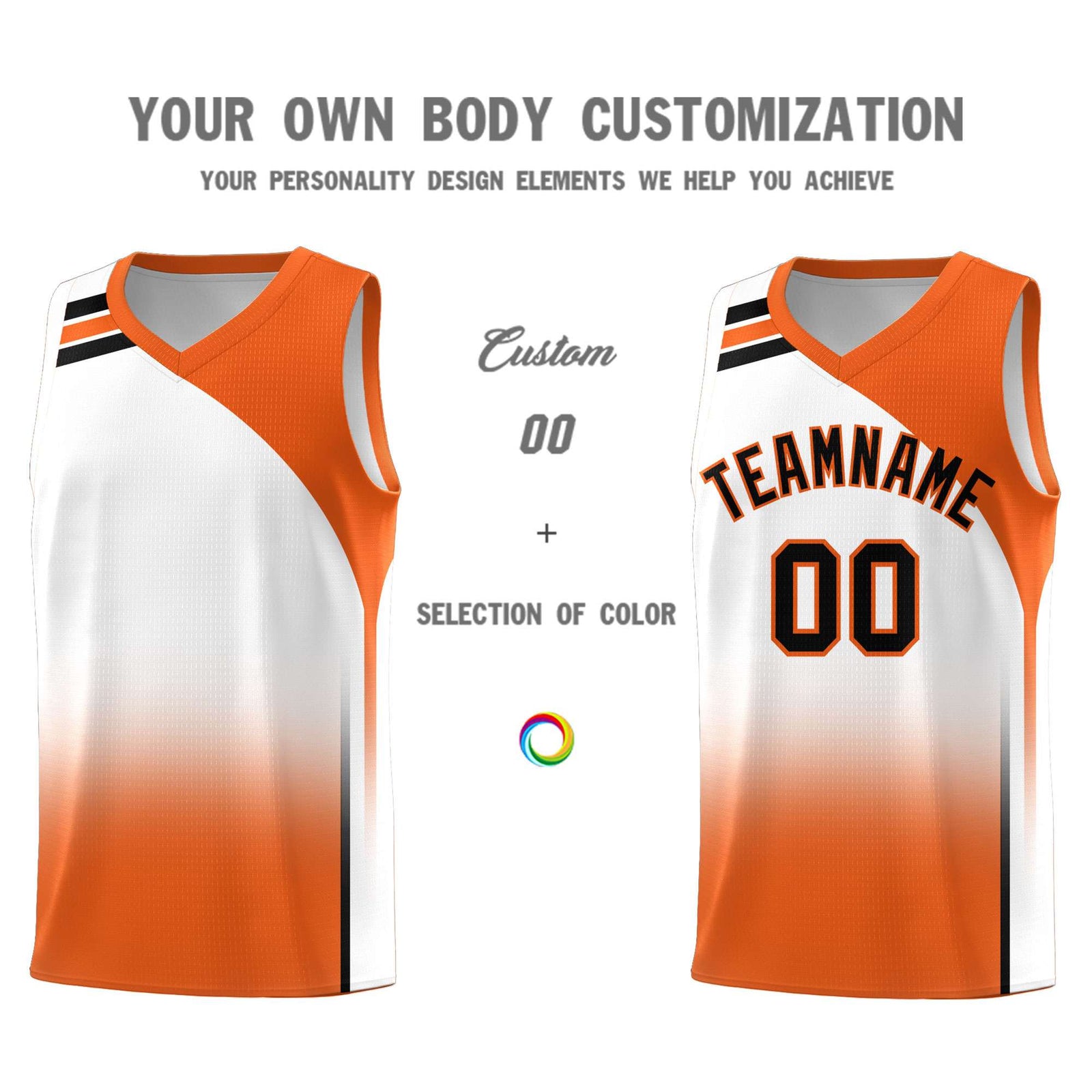 Custom White Orange Gradient Fashion Sets Sports Uniform Basketball Jersey