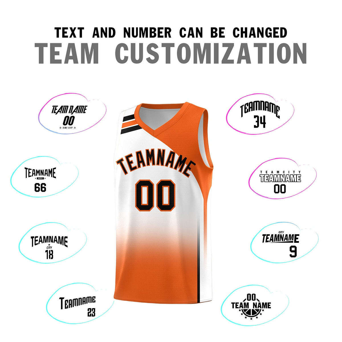 Custom White Orange Gradient Fashion Sets Sports Uniform Basketball Jersey