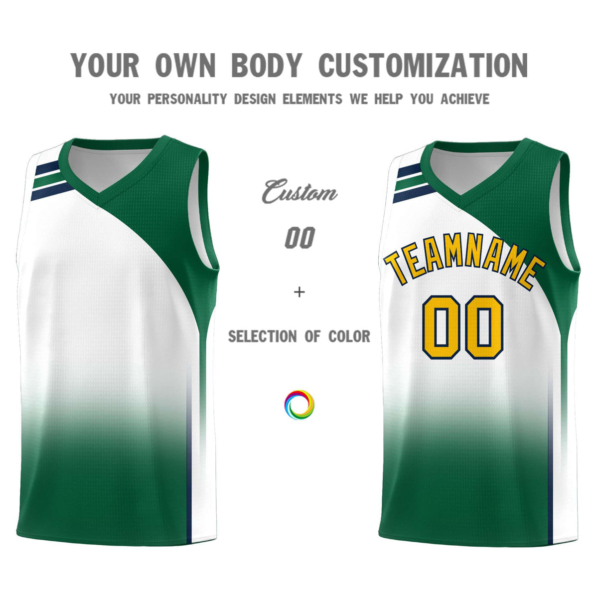 Custom White Kelly Green Gradient Fashion Sets Sports Uniform Basketball Jersey