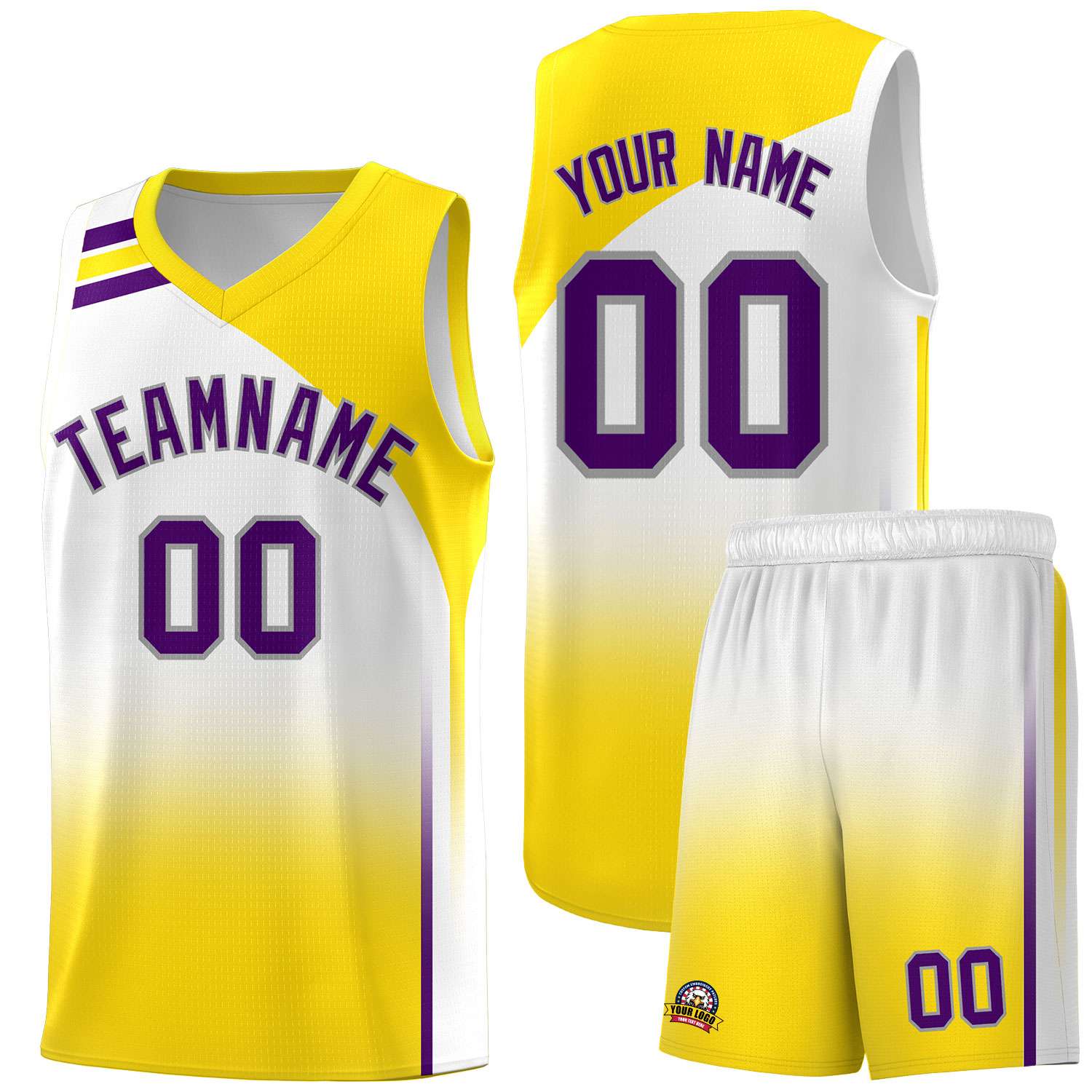Custom White Gold Gradient Fashion Sets Sports Uniform Basketball Jersey