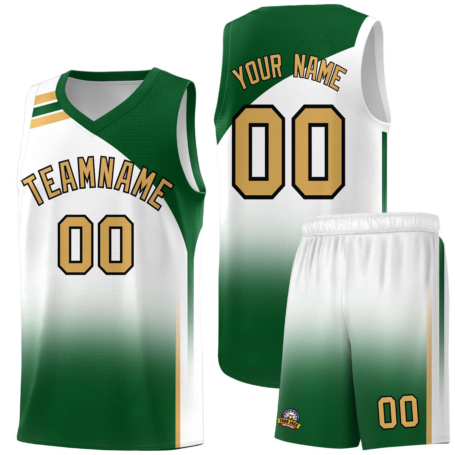 Custom White Teal Gradient Fashion Sets Sports Uniform Basketball Jersey