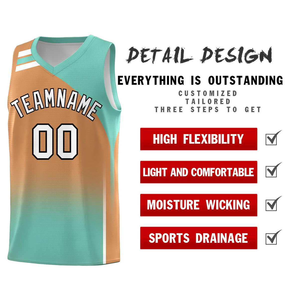Custom Buckskin Brown Bright Green Gradient Fashion Sets Sports Uniform Basketball Jersey