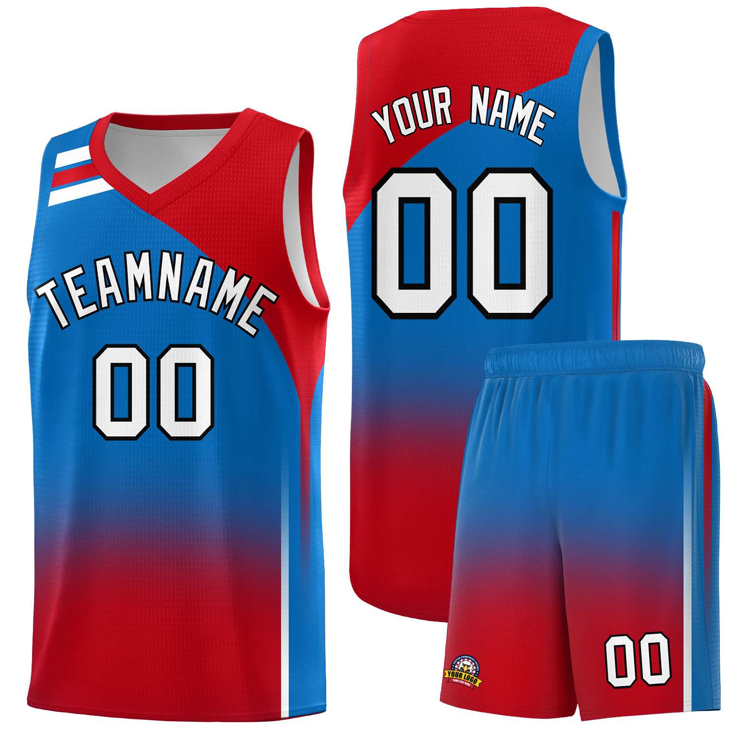 Custom Royal Red Gradient Fashion Sets Sports Uniform Basketball Jersey