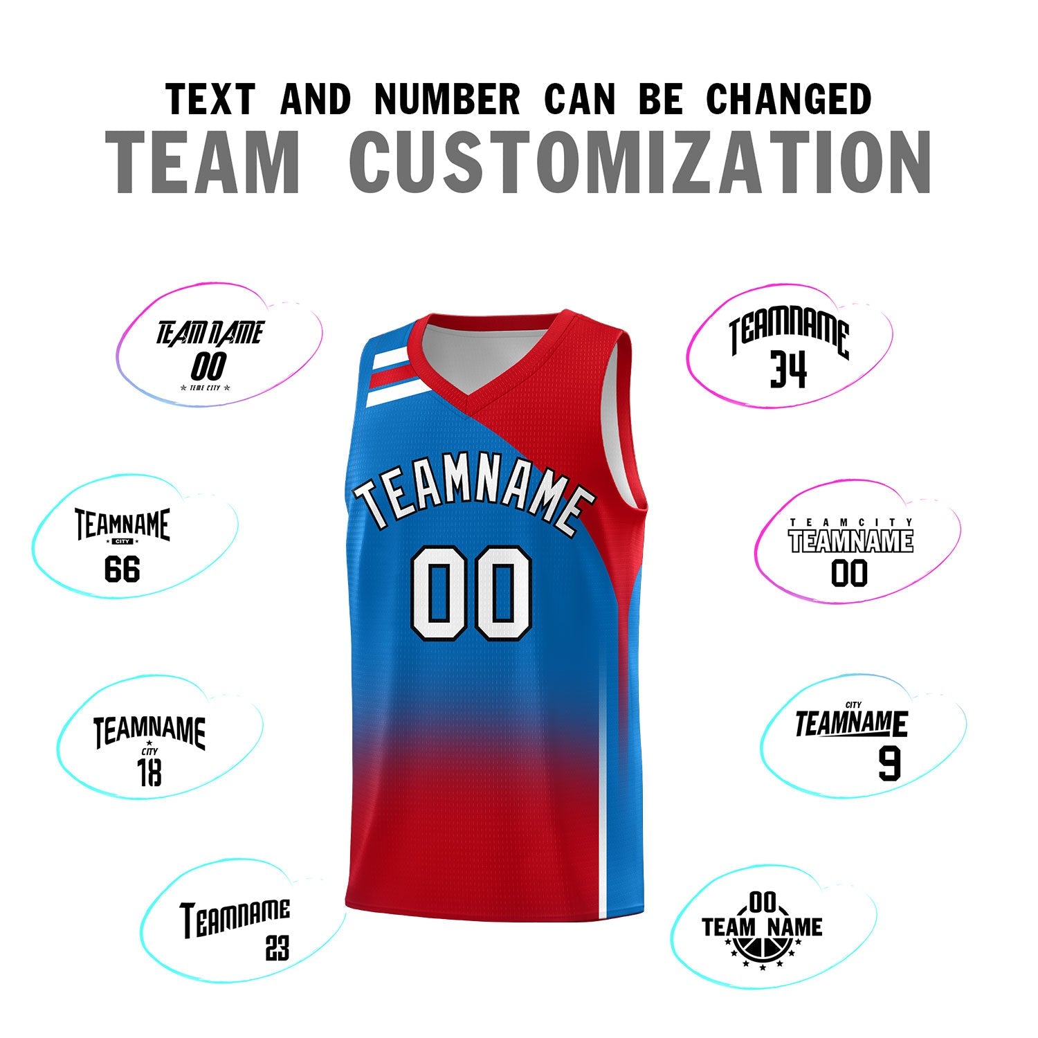 Custom Royal Red Gradient Fashion Sets Sports Uniform Basketball Jersey