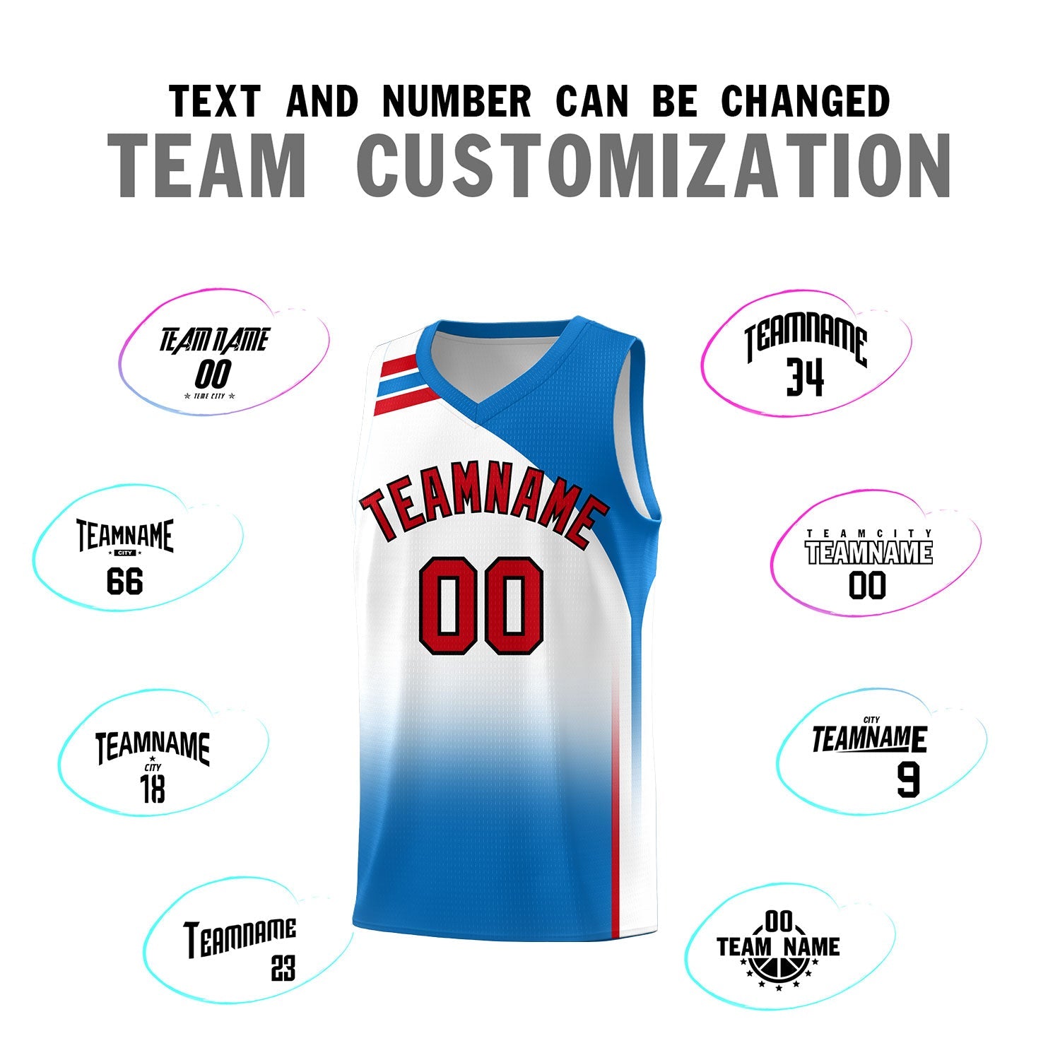 Custom White Royal Gradient Fashion Sets Sports Uniform Basketball Jersey