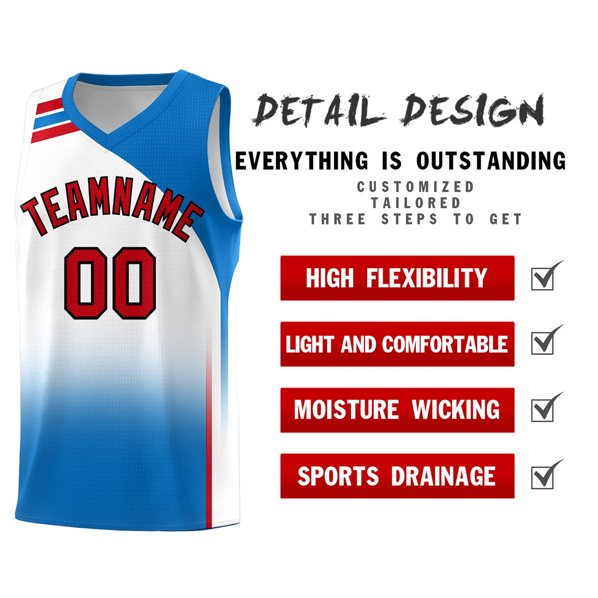 Custom White Royal Gradient Fashion Sets Sports Uniform Basketball Jersey