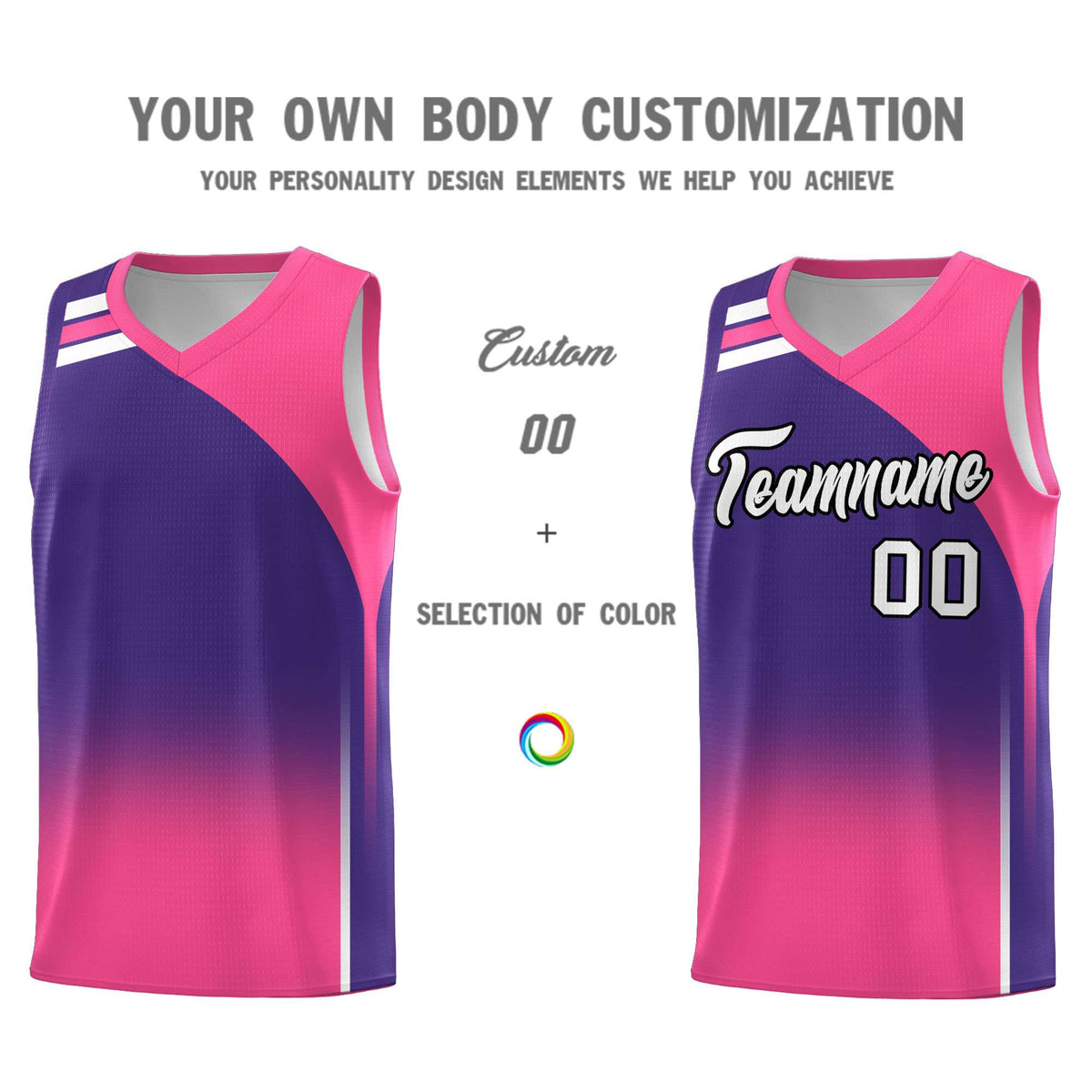 Custom Purple Pink Gradient Fashion Sets Sports Uniform Basketball Jersey