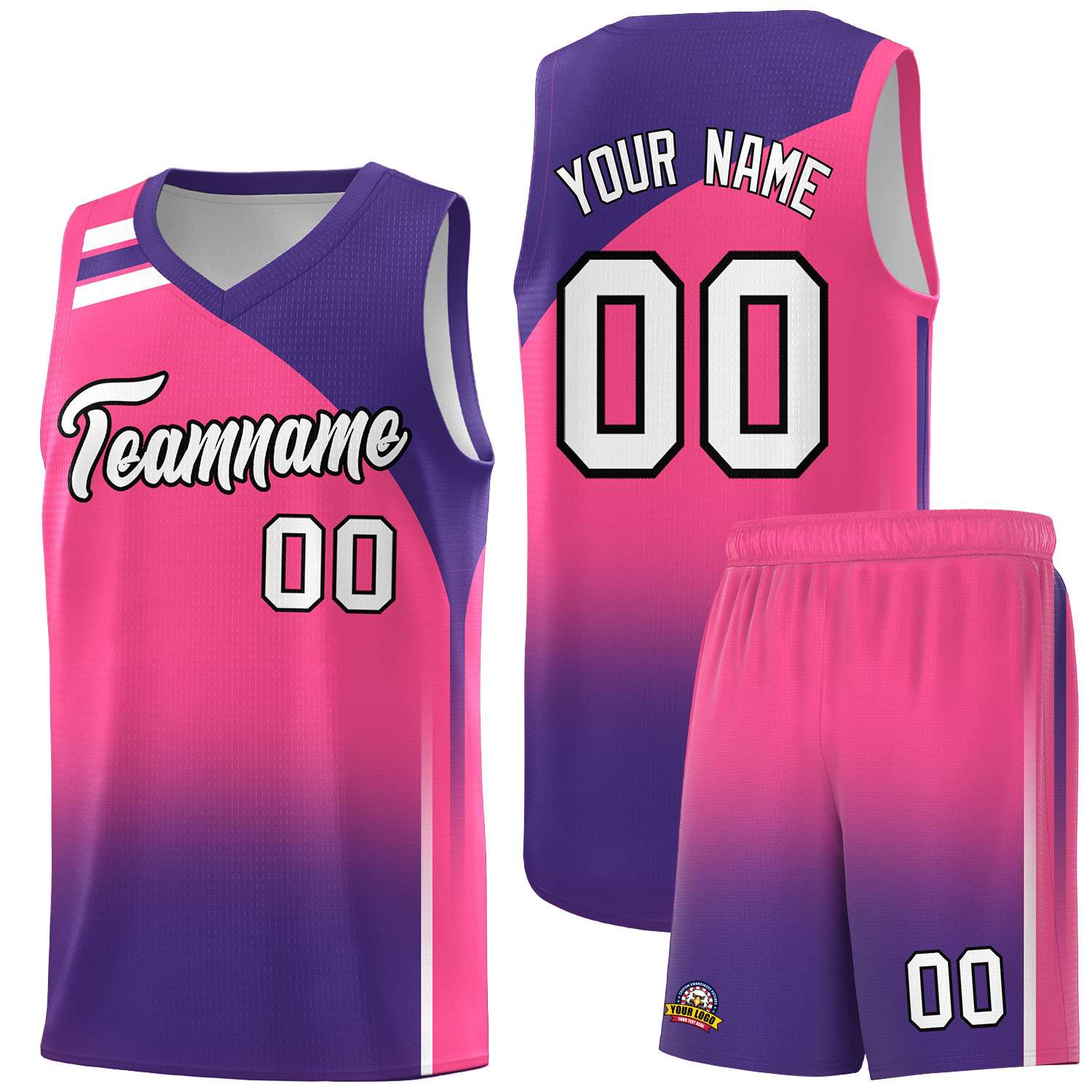 Custom Pink Purple Gradient Fashion Sets Sports Uniform Basketball Jersey