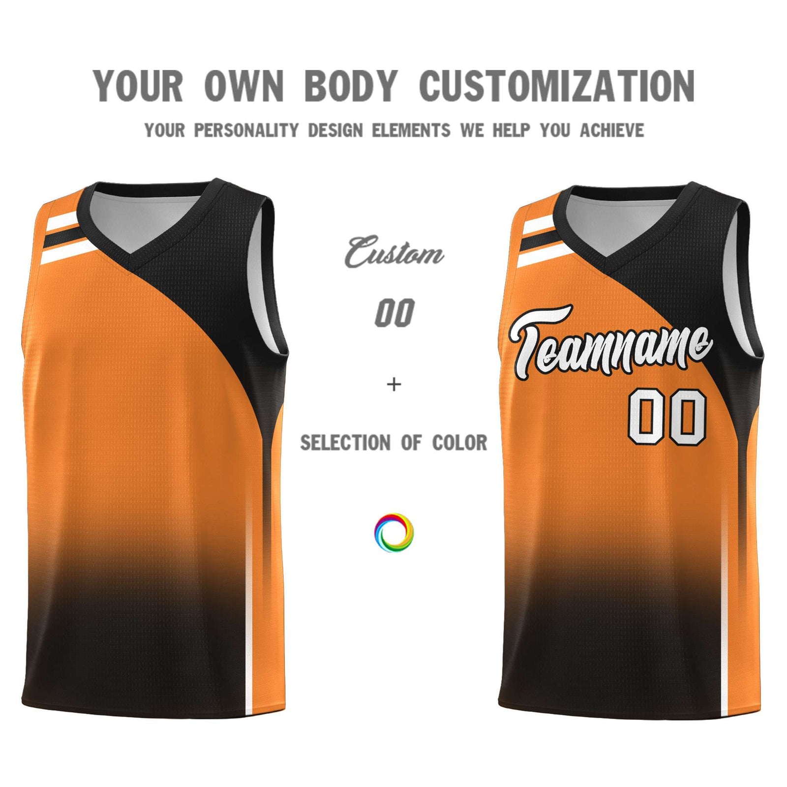 Custom Gold Orange Black Gradient Fashion Sets Sports Uniform Basketball Jersey