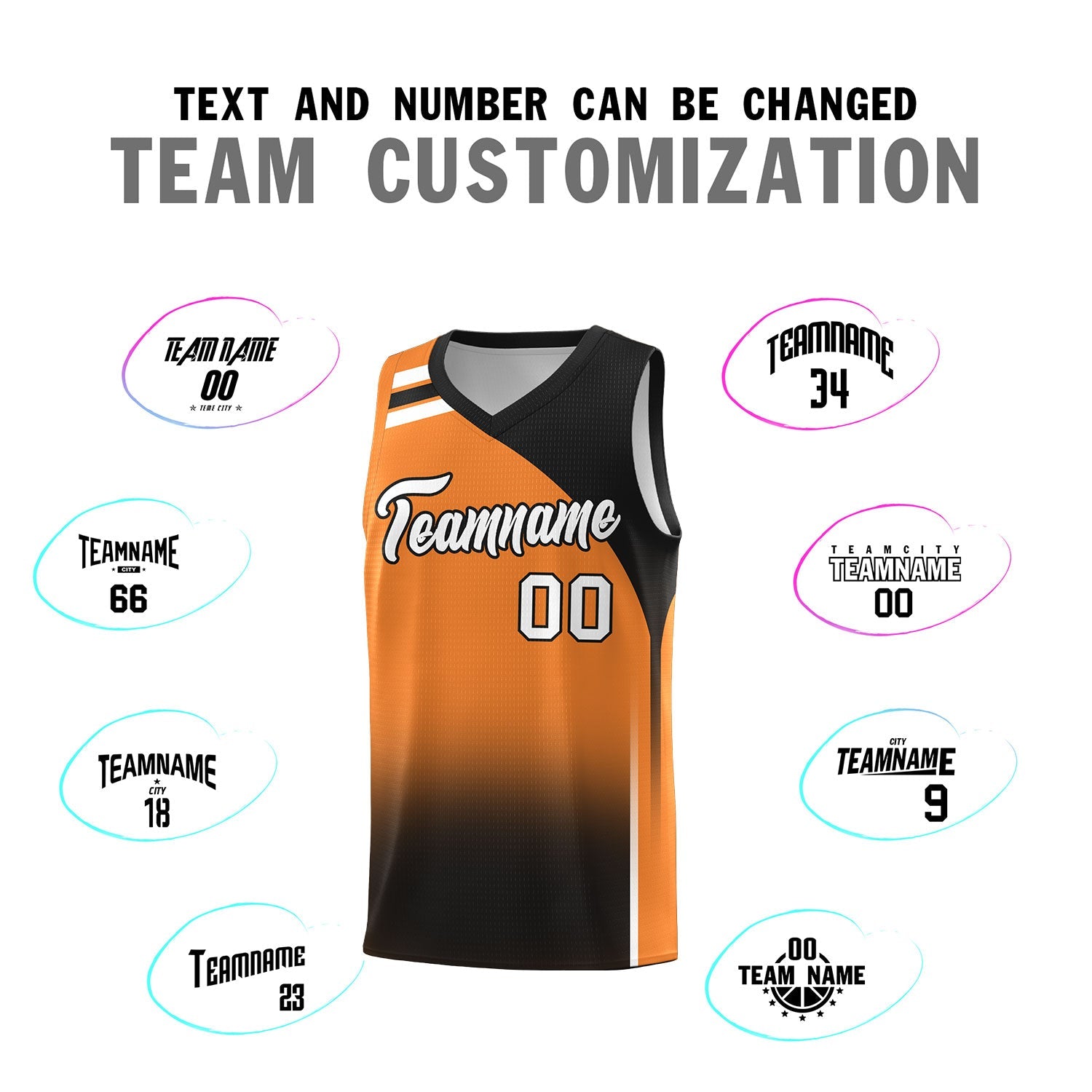 Custom Gold Orange Black Gradient Fashion Sets Sports Uniform Basketball Jersey