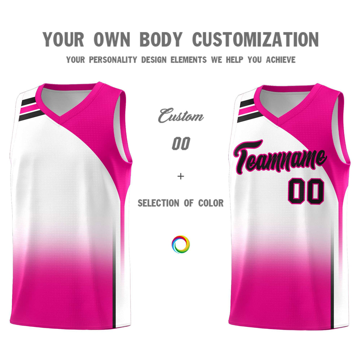 Custom White Pink Gradient Fashion Sets Sports Uniform Basketball Jersey