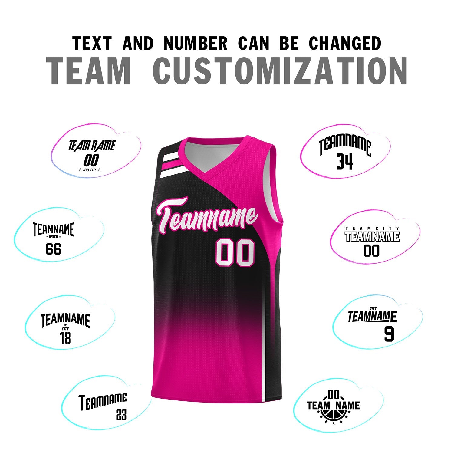 Custom Black Pink Gradient Fashion Sets Sports Uniform Basketball Jersey