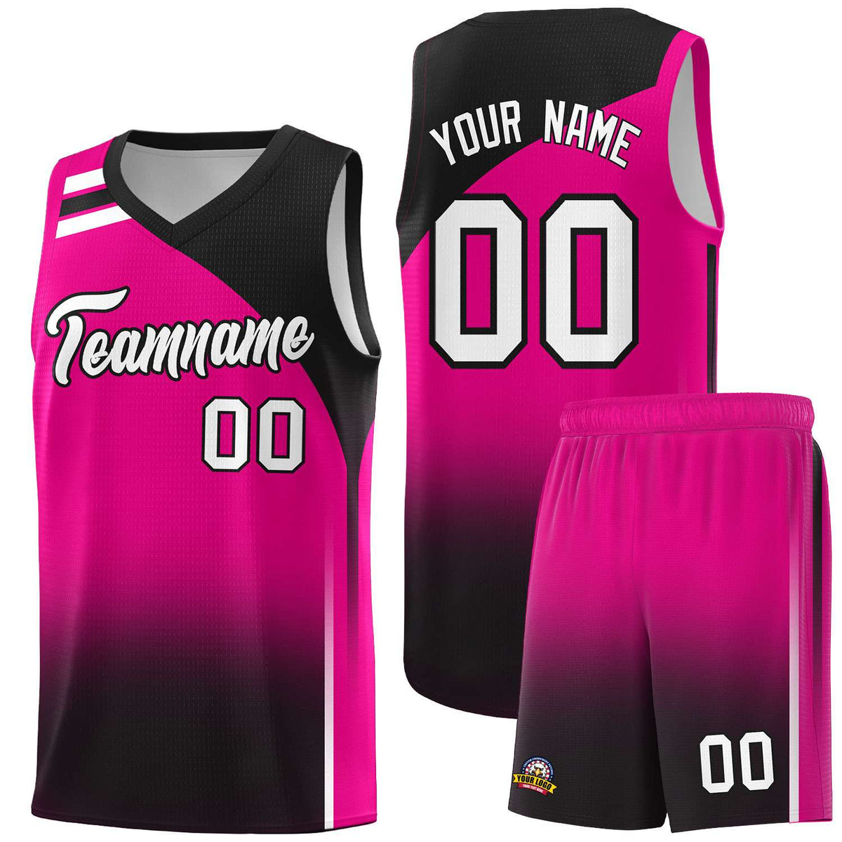 Custom Pink Black Gradient Fashion Sets Sports Uniform Basketball Jersey