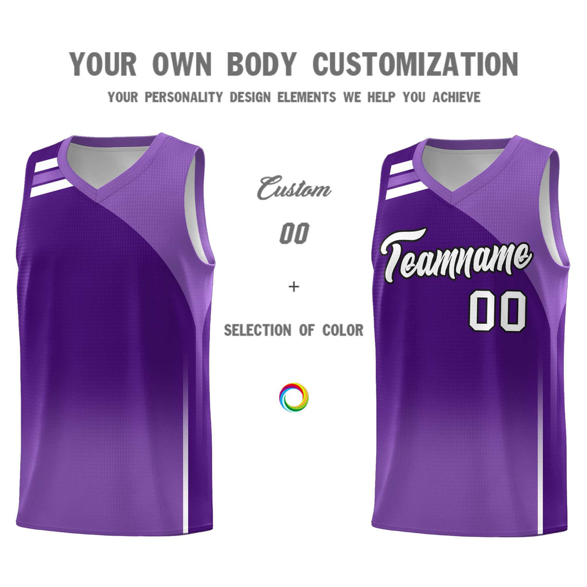 Custom Purple Purple Gradient Fashion Sets Sports Uniform Basketball Jersey