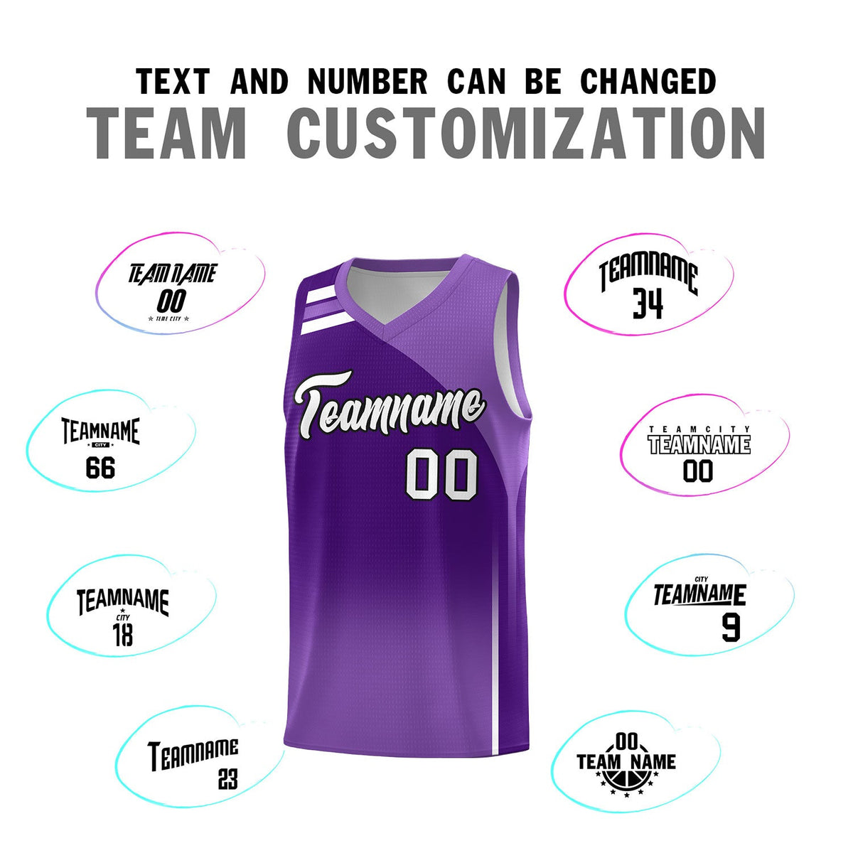 Custom Purple Purple Gradient Fashion Sets Sports Uniform Basketball Jersey