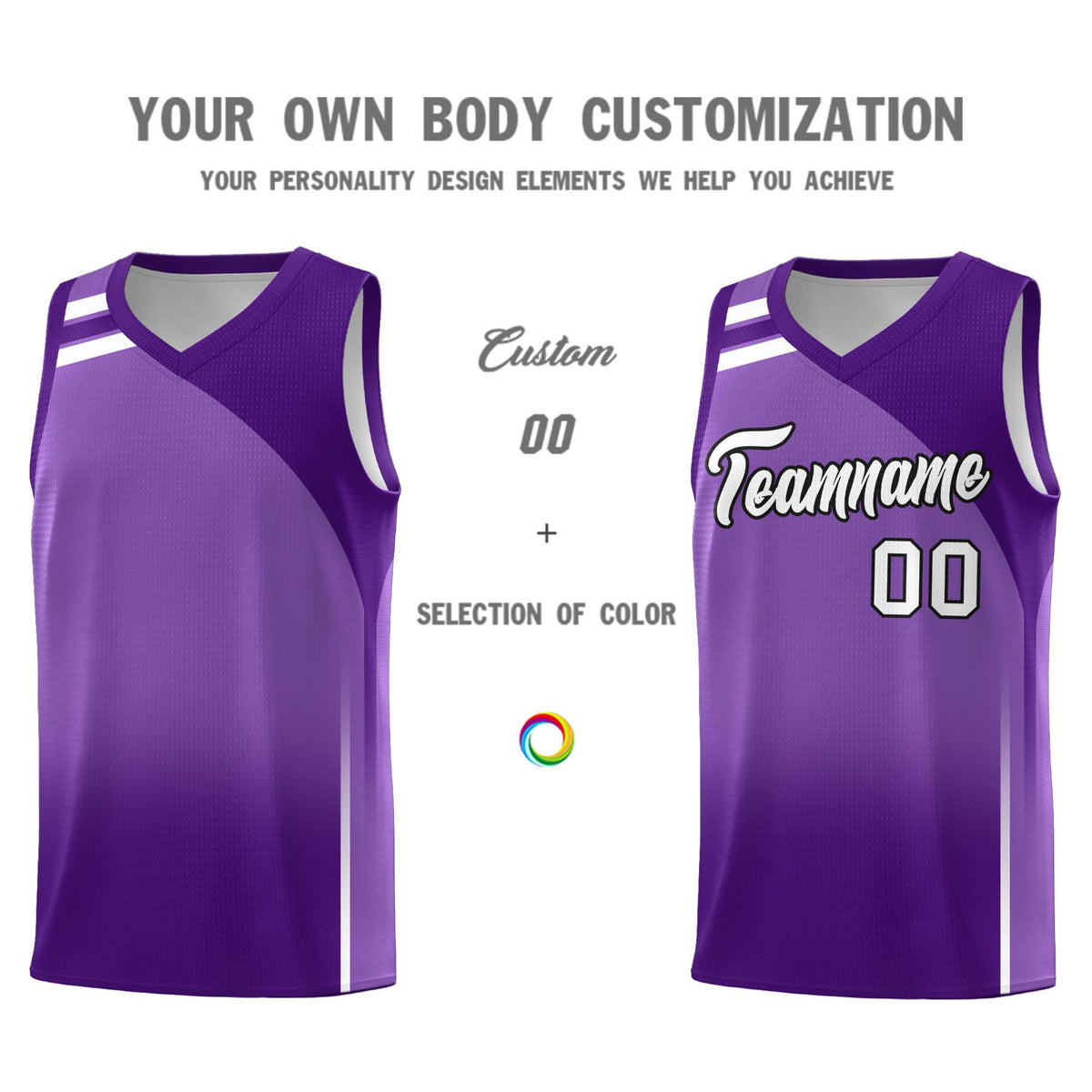 Custom Purple Purple Gradient Fashion Sets Sports Uniform Basketball Jersey