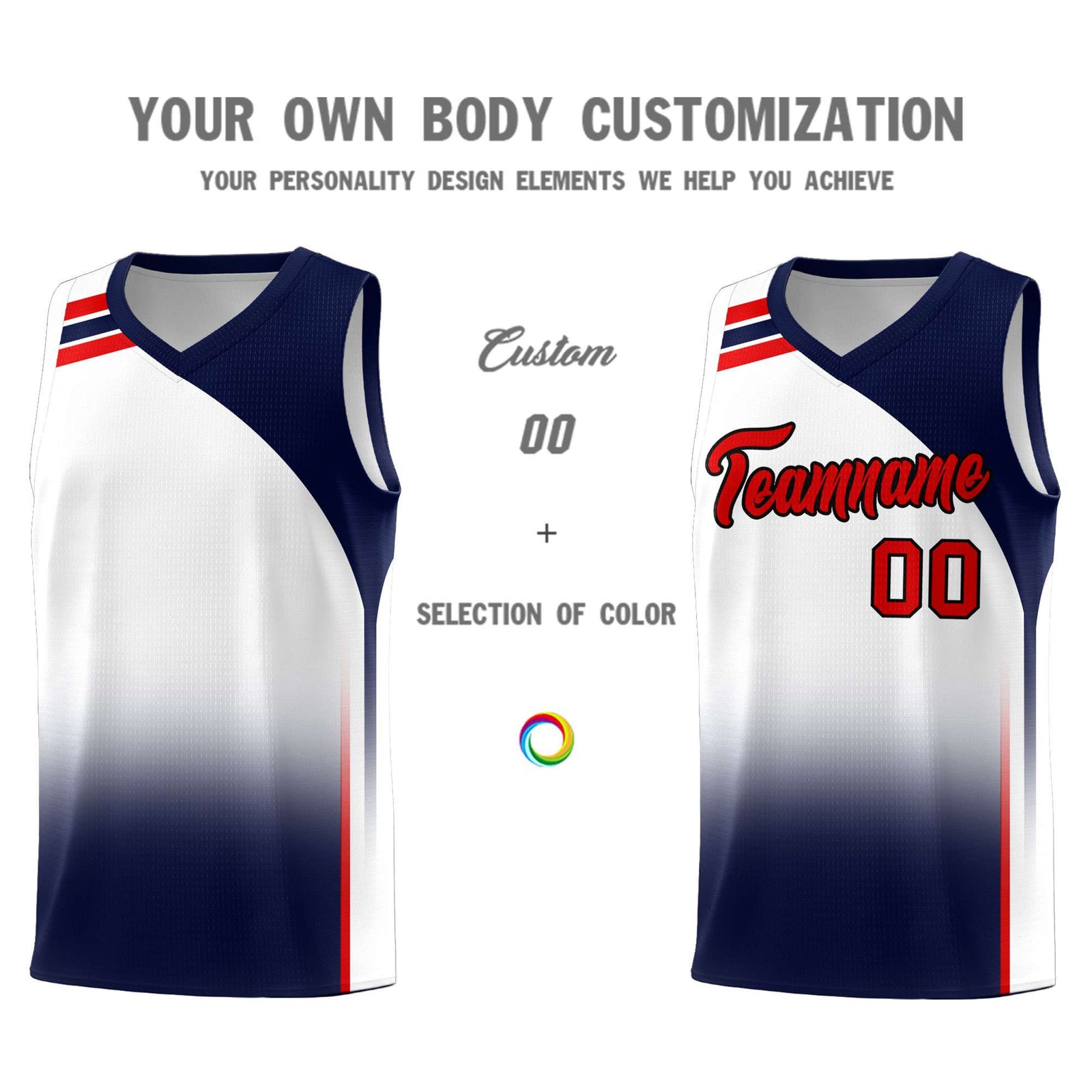 Custom White Navy Gradient Fashion Sets Sports Uniform Basketball Jersey