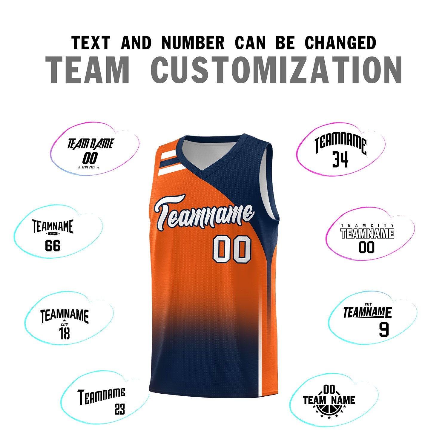 Custom Orange Navy Gradient Fashion Sets Sports Uniform Basketball Jersey
