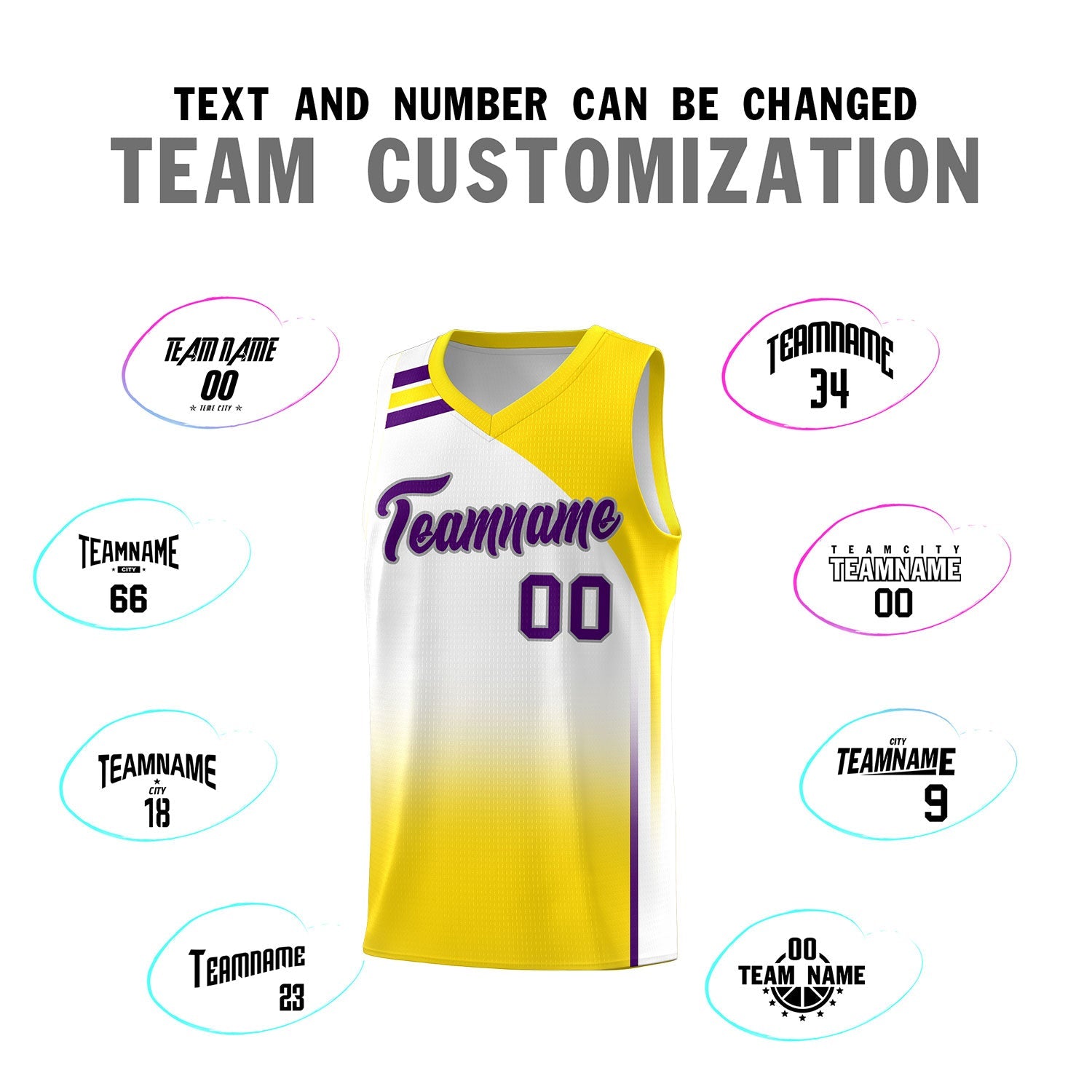 Custom White Gold Gradient Fashion Sets Sports Uniform Basketball Jersey