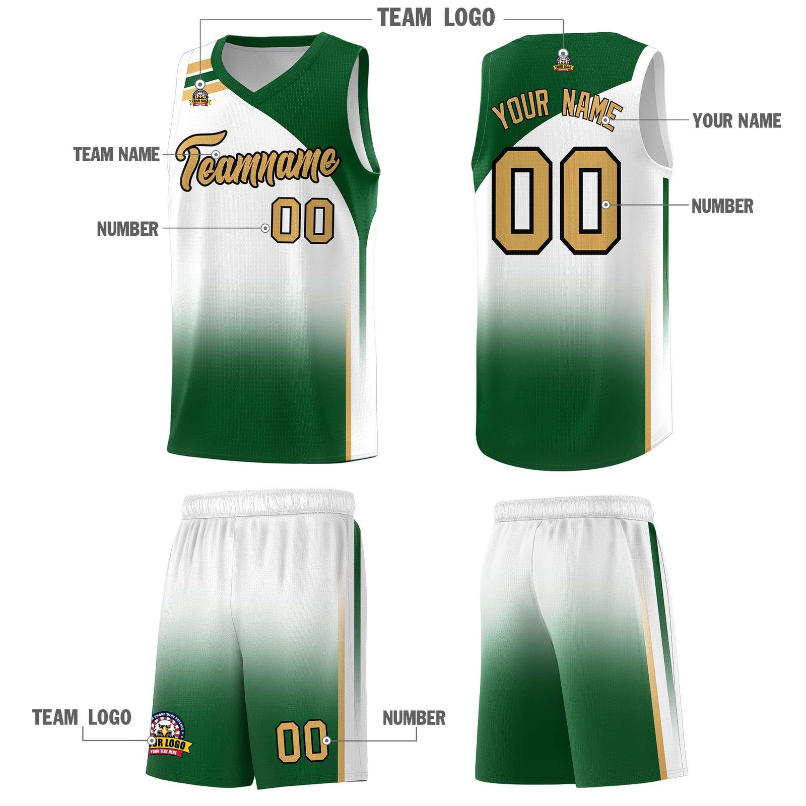 Custom White Teal Gradient Fashion Sets Sports Uniform Basketball Jersey