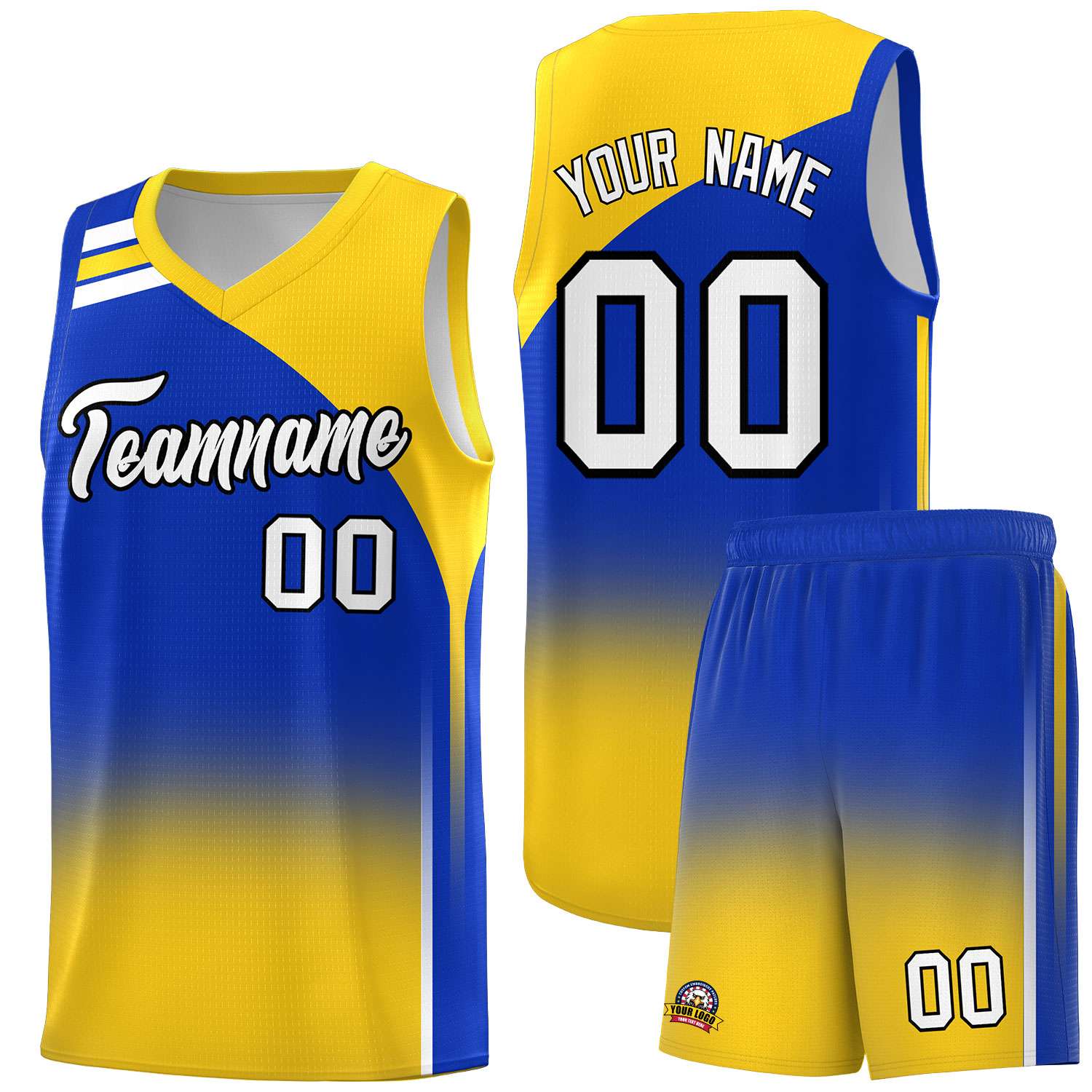 Custom Royal Gold Gradient Fashion Sets Sports Uniform Basketball Jersey