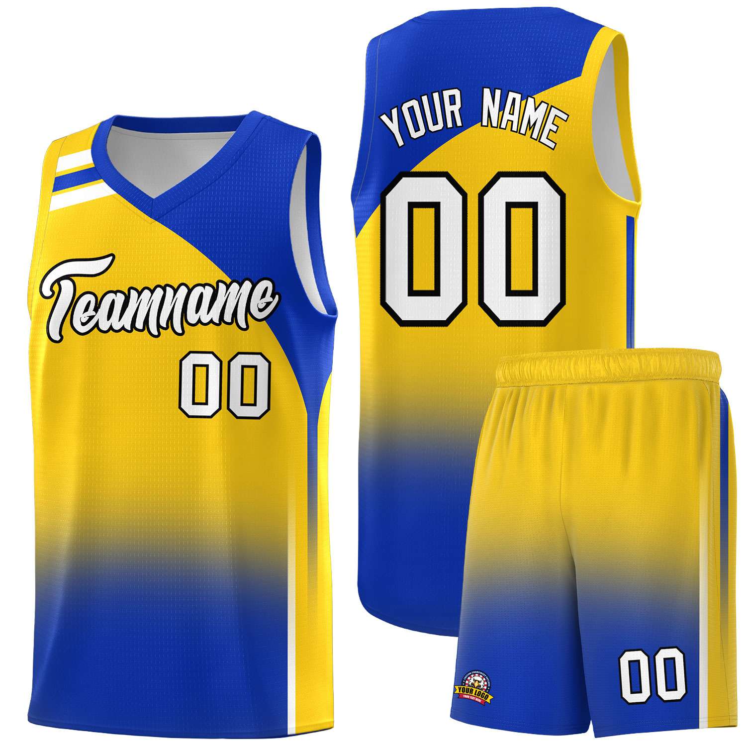 Custom Gold Royal Gradient Fashion Sets Sports Uniform Basketball Jersey
