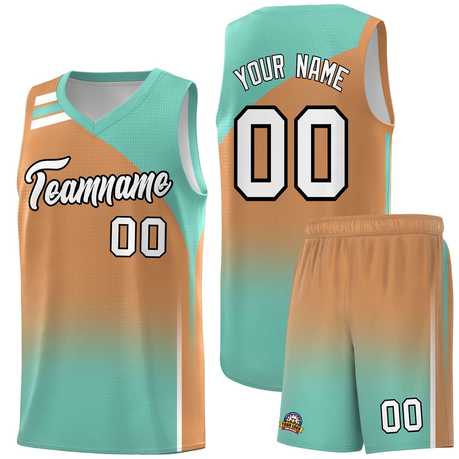 Custom Buckskin Brown Bright Green Gradient Fashion Sets Sports Uniform Basketball Jersey